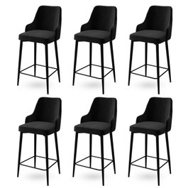 Hanah Home Enox Juego de 6 Taburetes de Bar - Negro